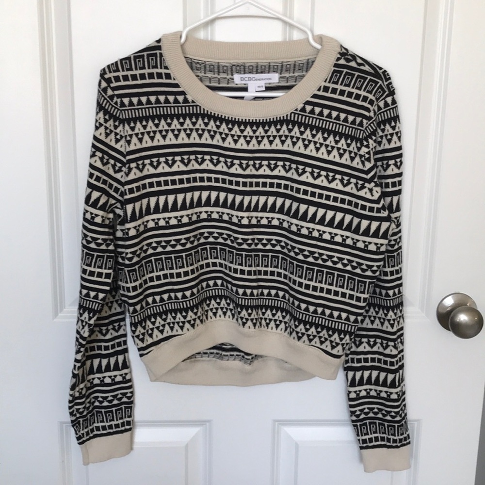 Bcbgeneration Patterned Cropped Sweater - image 1